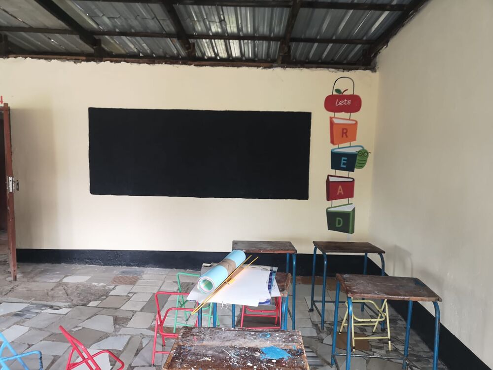 The new blackboard—in Zambia, these are simply painted directly onto the wall using chalkboard paint. It’s cheaper.