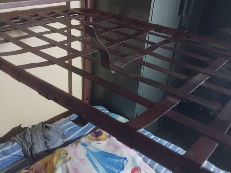 Destroyed bunk bed